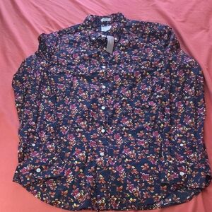 J. Crew Men's Dark Blue Floral Casual Shirt